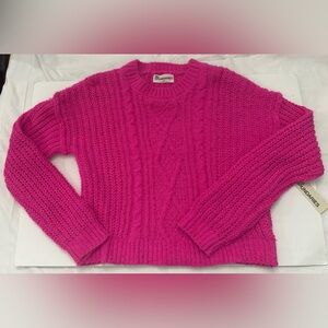 No Boundaries Pink Cable Knit Sweater, Midweight,Women's Size M (8-10) NWT